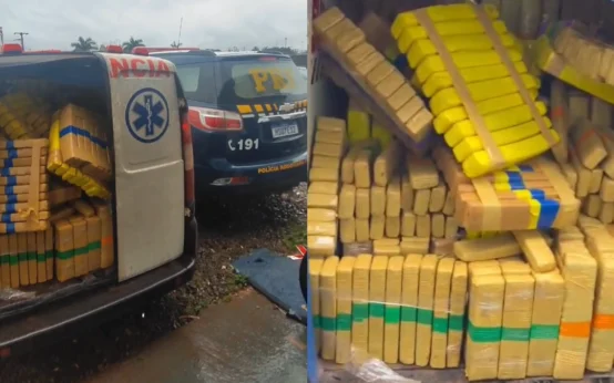 Ambulância falsa é apreendida com 1,5 tonelada de maconha em MS
