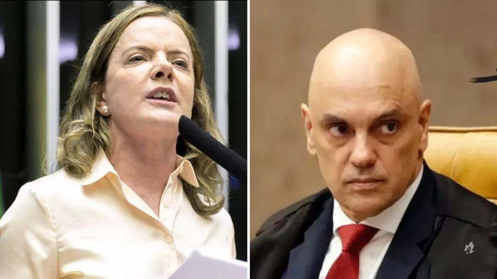 Gleisi acusou Moraes de perseguir a democracia e adversários