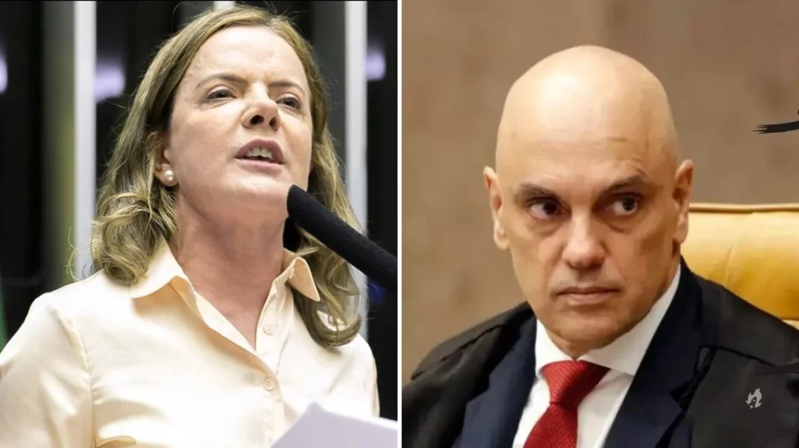 Gleisi acusou Moraes de perseguir a democracia e adversários