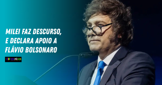 Milei-faz-discurso-contundente-critica-o-socialismo-e-declara-apoio-a-Flavio-Bolsonaro